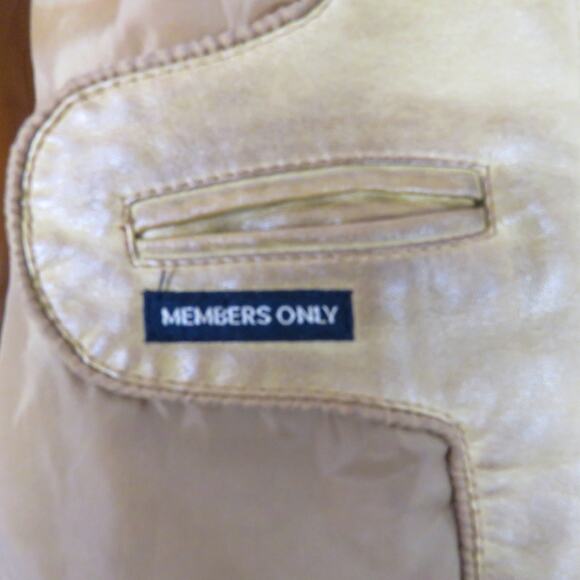 90s Members Only Women's Tan Brown Camel Vintage Motto Biker Jacket Small - Picture 7 of 12